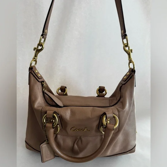 Coach Ashley Metallic Gold Leather Satchel with Crossbody Strap and Hangtag - Picture 11 of 11